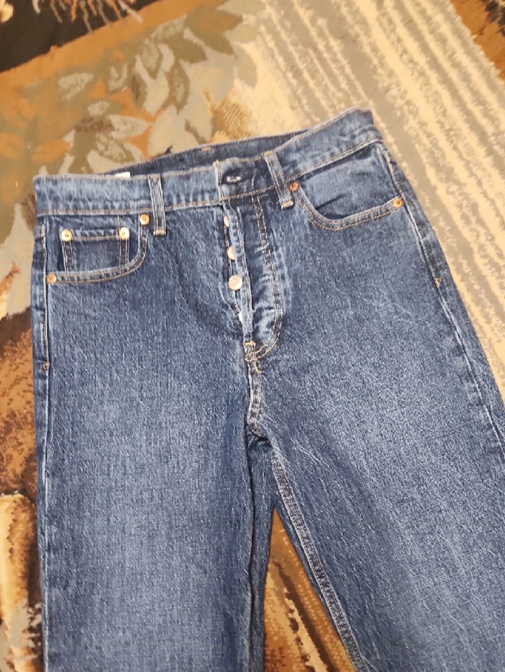 GAP Cheeky Straight High Rise Jeans - Dark Blue - Picture 2 of 8